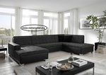 Пе-образен диван в черно с лежанка 610